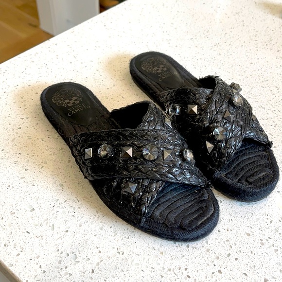 Vince Camuto black studded woven sandals - Picture 1 of 5